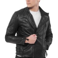 CHARLIE SUC BUFFALO BLACK - AUTHENTIC BLACK MENS LEATHER JACKET