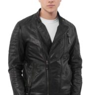 CHARLIE SUC BUFFALO BLACK - AUTHENTIC BLACK MENS LEATHER JACKET