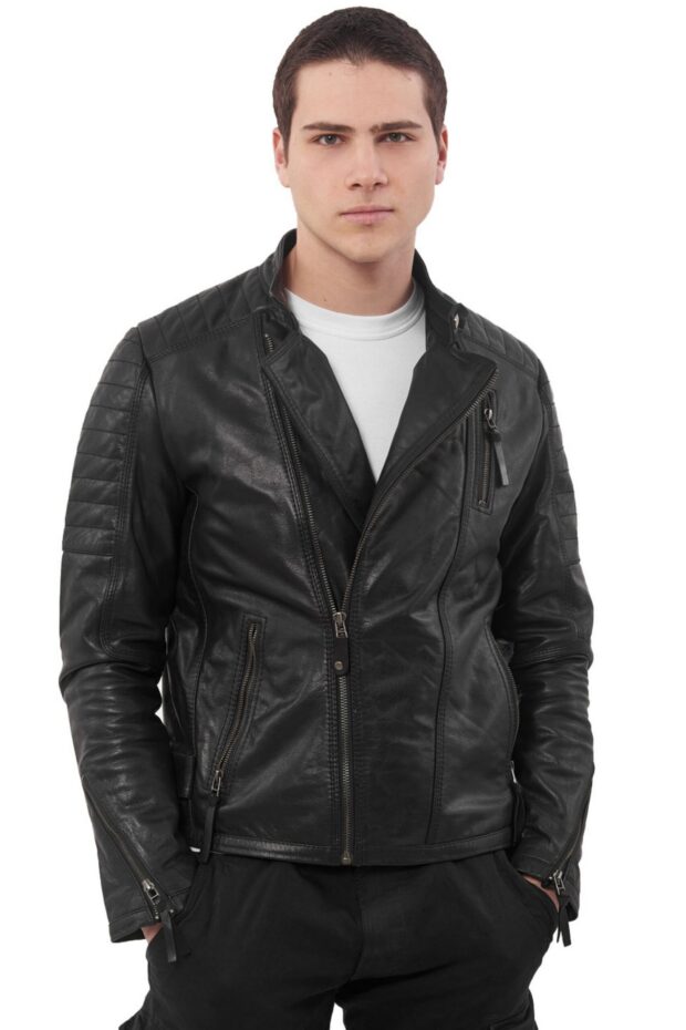 CHARLIE SUC BUFFALO BLACK - AUTHENTIC BLACK MENS LEATHER JACKET