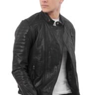 CHARLIE SUC BUFFALO BLACK - AUTHENTIC BLACK MENS LEATHER JACKET
