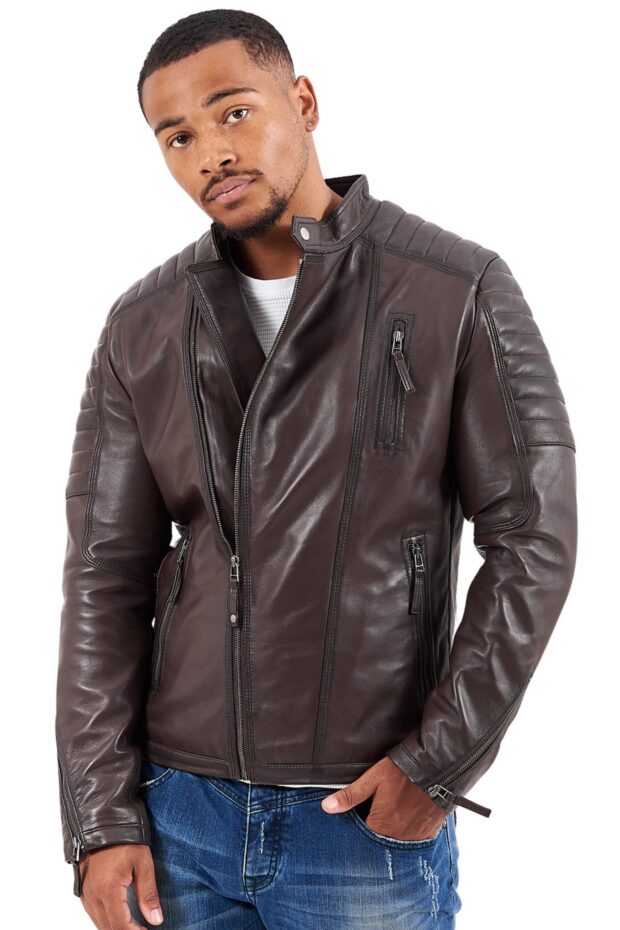 CHARLIE SUC SHEEP BROWN - AUTHENTIC MENS BROWN LEATHER JACKET