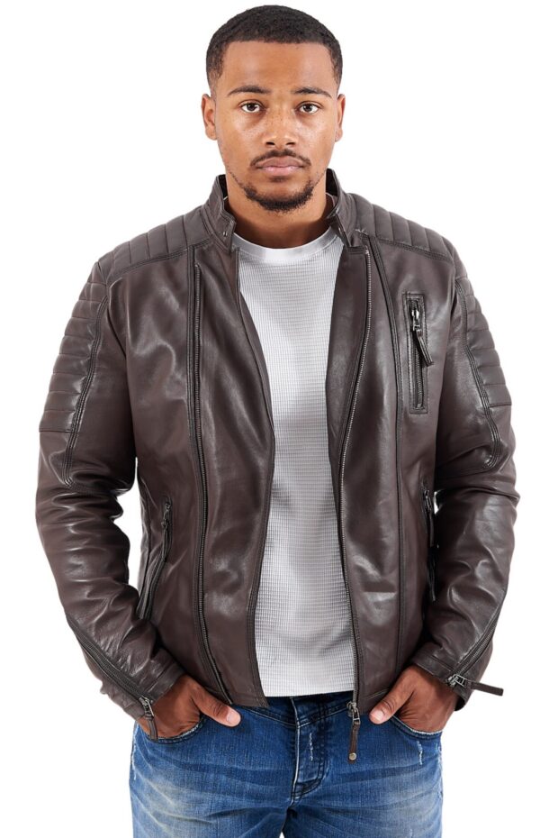 CHARLIE SUC SHEEP BROWN - AUTHENTIC MENS BROWN LEATHER JACKET
