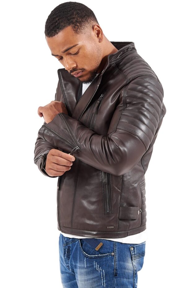 CHARLIE SUC SHEEP BROWN - AUTHENTIC MENS BROWN LEATHER JACKET