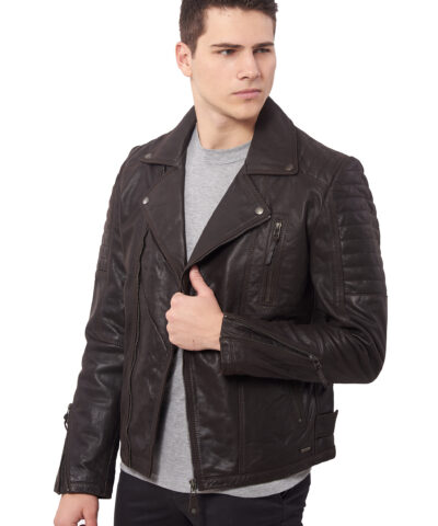 CHARLIE BUFFALO BROWN - AUTHENTIC MENS BROWN LEATHER JACKET