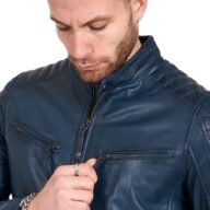 DELTA SHEEP BLUE - AUTHENTIC MENS BLUE LEATHER JACKET