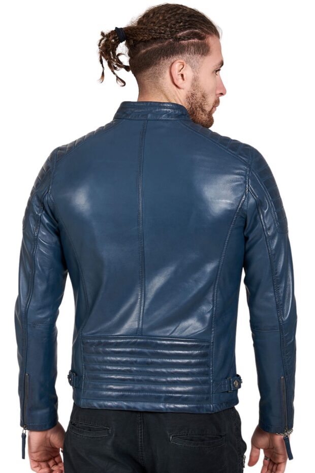 DELTA SHEEP BLUE - AUTHENTIC MENS BLUE LEATHER JACKET