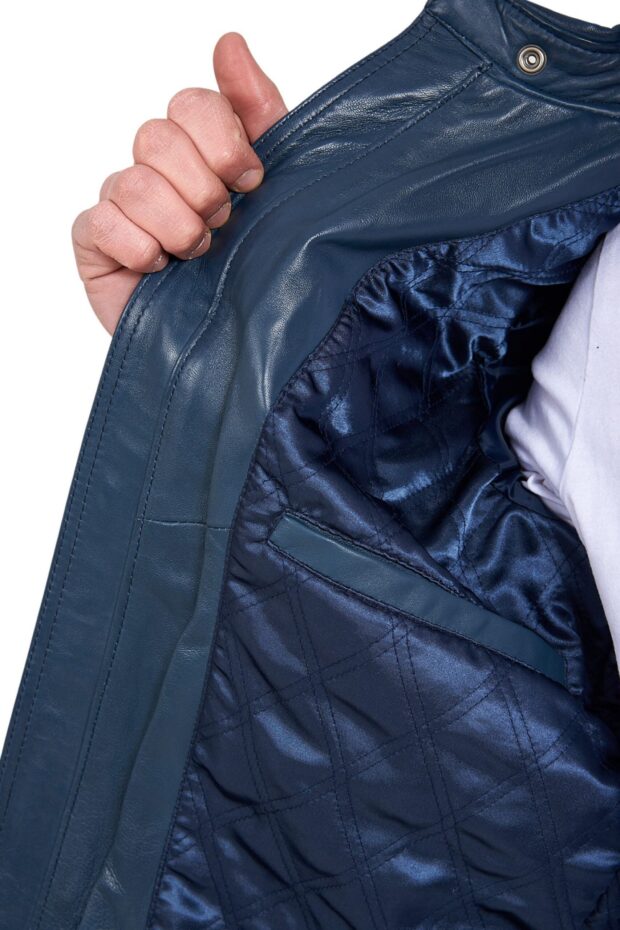 DELTA SHEEP BLUE - AUTHENTIC MENS BLUE LEATHER JACKET