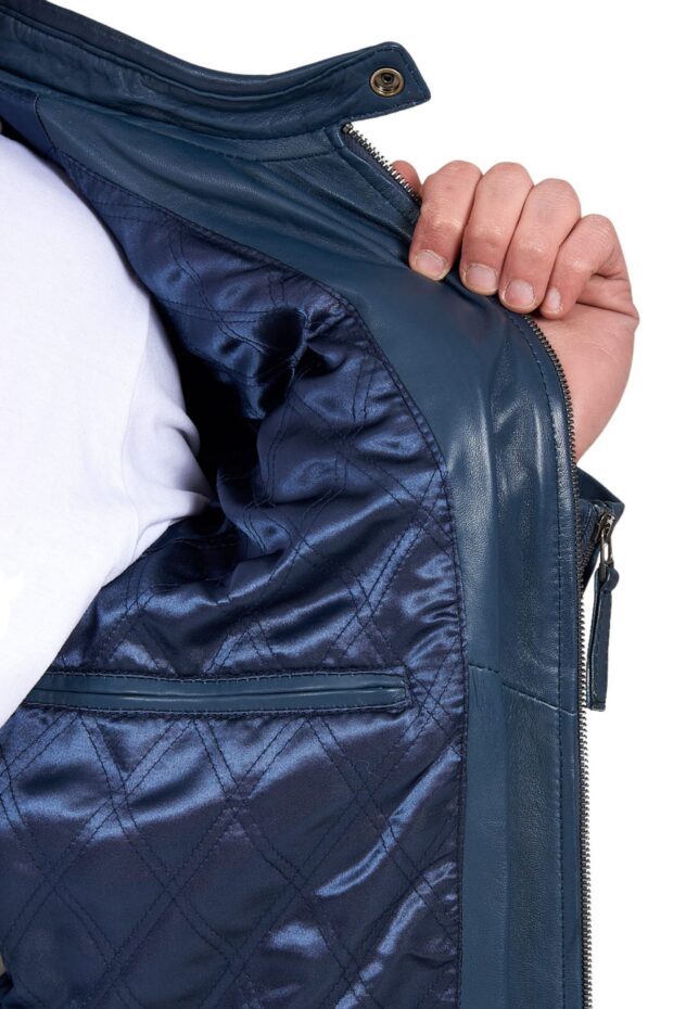 DELTA SHEEP BLUE - AUTHENTIC MENS BLUE LEATHER JACKET