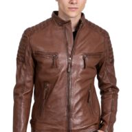 DELTA SHEEP COGNAC - AUTHENTIC MENS COGNAC LEATHER JACKET