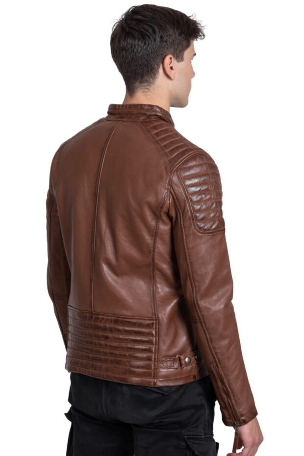 DELTA SHEEP COGNAC - AUTHENTIC MENS COGNAC LEATHER JACKET
