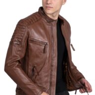 DELTA SHEEP COGNAC - AUTHENTIC MENS COGNAC LEATHER JACKET
