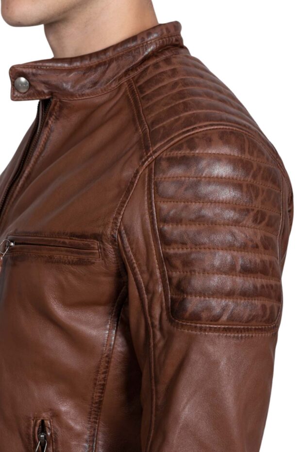 DELTA SHEEP COGNAC - AUTHENTIC MENS COGNAC LEATHER JACKET