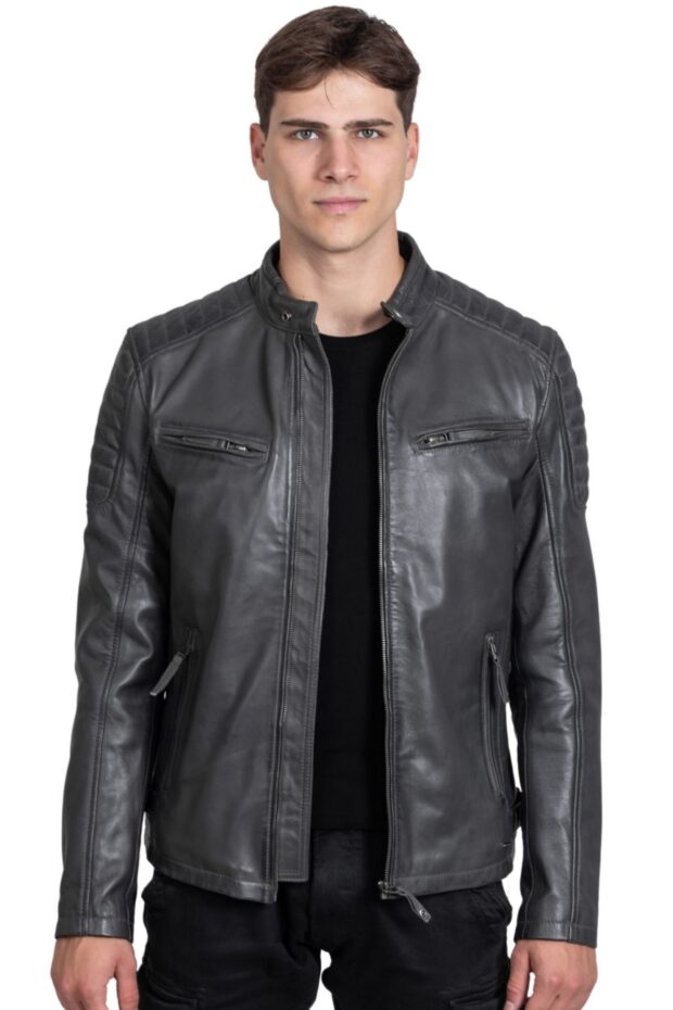 DELTA SHEEP GREY - AUTHENTIC MENS GREY LEATHER JACKET