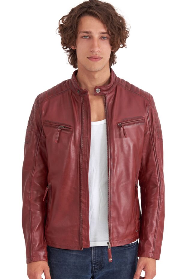 DELTA SHEEP RED - AUTHENTIC MENS RED LEATHER JACKET