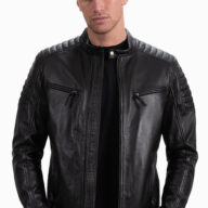 DELTA SHEEP BLACK - AUTHENTIC MENS BLACK LEATHER JACKET