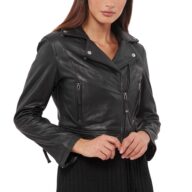 DIONA BUFFALO BLACK - AUTHENTIC WOMENS BLACK LEATHER JACKET