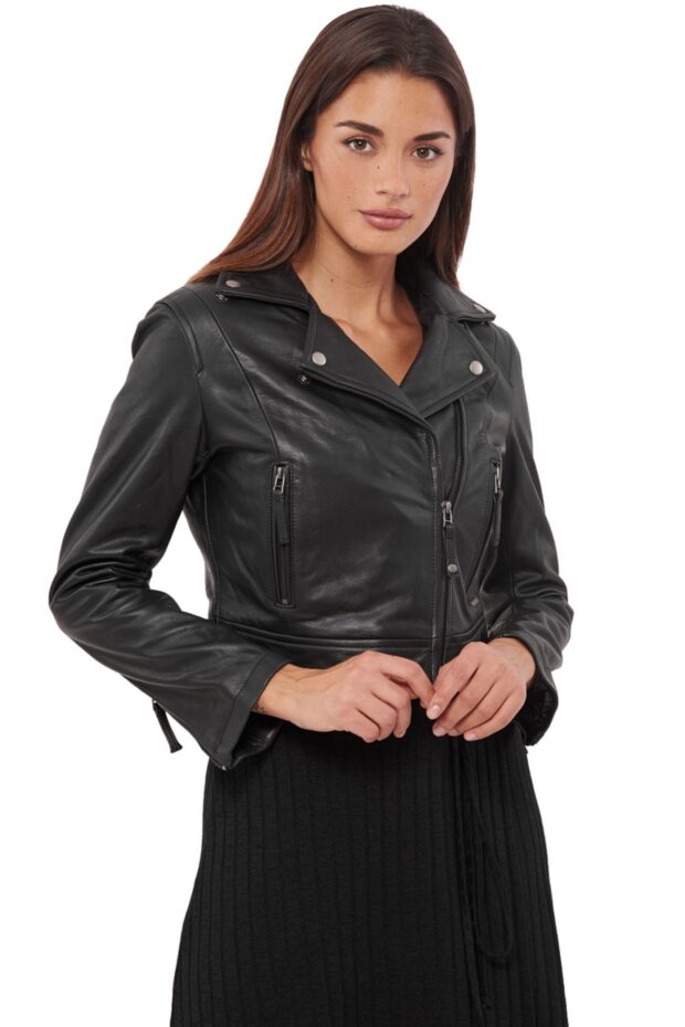 DIONA BUFFALO BLACK - AUTHENTIC WOMENS BLACK LEATHER JACKET