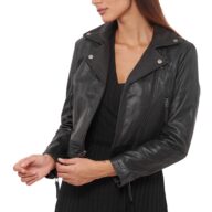 DIONA BUFFALO BLACK - AUTHENTIC WOMENS BLACK LEATHER JACKET