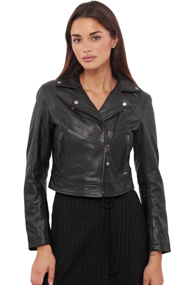 DIONA BUFFALO BLACK - AUTHENTIC WOMENS BLACK LEATHER JACKET