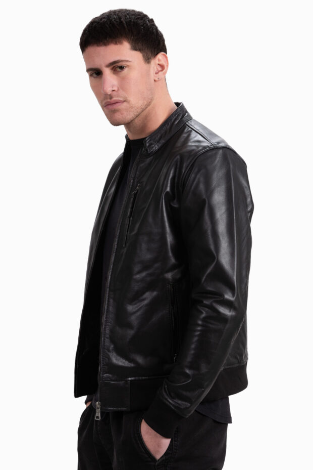 ECHO BUFFALO BLACK - AUTHENTIC MENS BLACK LEATHER JACKET