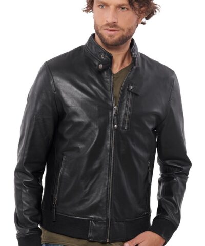 ECHO SHEEP BLACK - AUTHENTIC BLACK MENS LEATHER JACKET