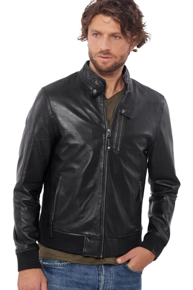 ECHO SHEEP BLACK - AUTHENTIC BLACK MENS LEATHER JACKET