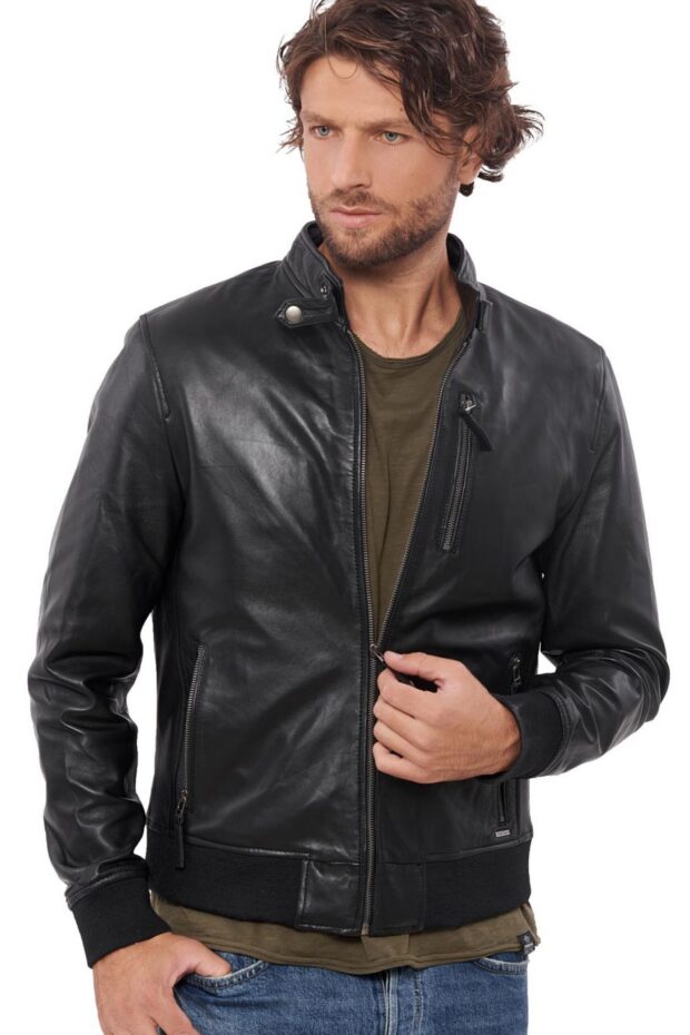 ECHO SHEEP BLACK - AUTHENTIC BLACK MENS LEATHER JACKET