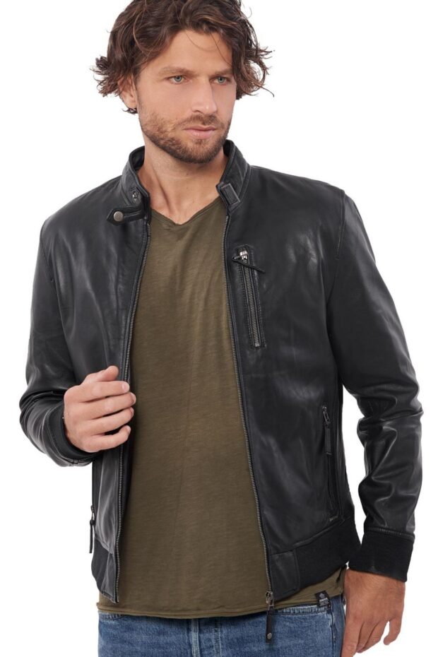 ECHO SHEEP BLACK - AUTHENTIC BLACK MENS LEATHER JACKET