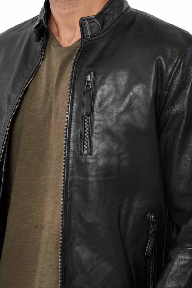 ECHO SHEEP BLACK - AUTHENTIC BLACK MENS LEATHER JACKET