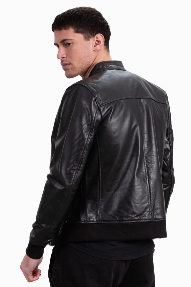 ECHO BUFFALO BLACK - AUTHENTIC MENS BLACK LEATHER JACKET