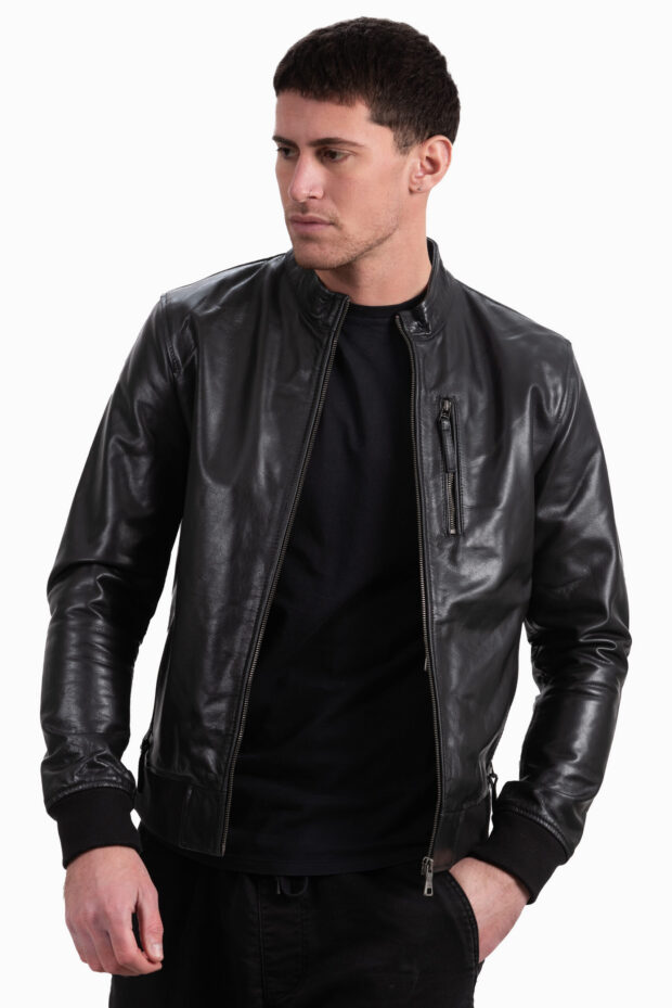 ECHO BUFFALO BLACK - AUTHENTIC MENS BLACK LEATHER JACKET