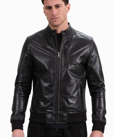 ECHO BUFFALO BLACK - AUTHENTIC MENS BLACK LEATHER JACKET