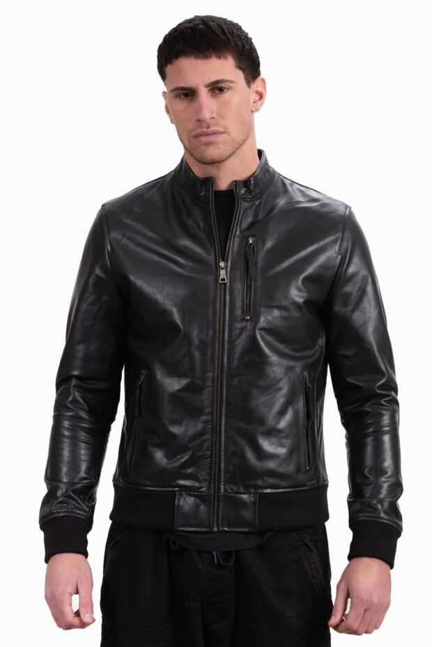 ECHO BUFFALO BLACK - AUTHENTIC MENS BLACK LEATHER JACKET