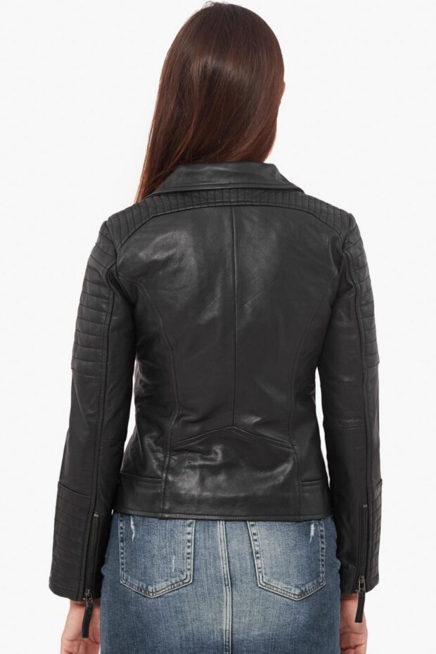 ELECTRA BUFFALO BLACK - AUTHENTIC WOMENS BLACK LEATHER JACKET