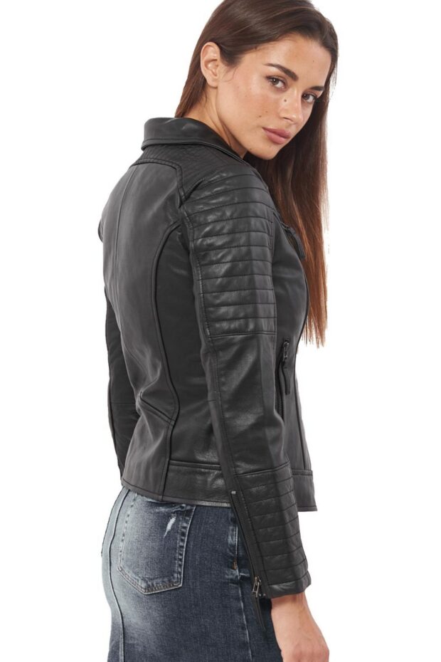 ELECTRA BUFFALO BLACK - AUTHENTIC WOMENS BLACK LEATHER JACKET
