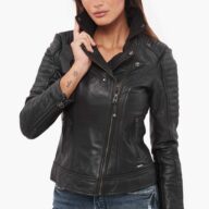 ELECTRA BUFFALO BLACK - AUTHENTIC WOMENS BLACK LEATHER JACKET