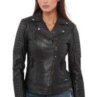 ELECTRA BUFFALO BLACK - AUTHENTIC WOMENS BLACK LEATHER JACKET