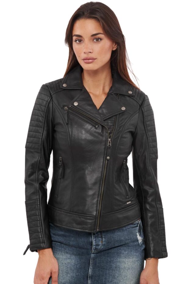 ELECTRA BUFFALO BLACK - AUTHENTIC WOMENS BLACK LEATHER JACKET