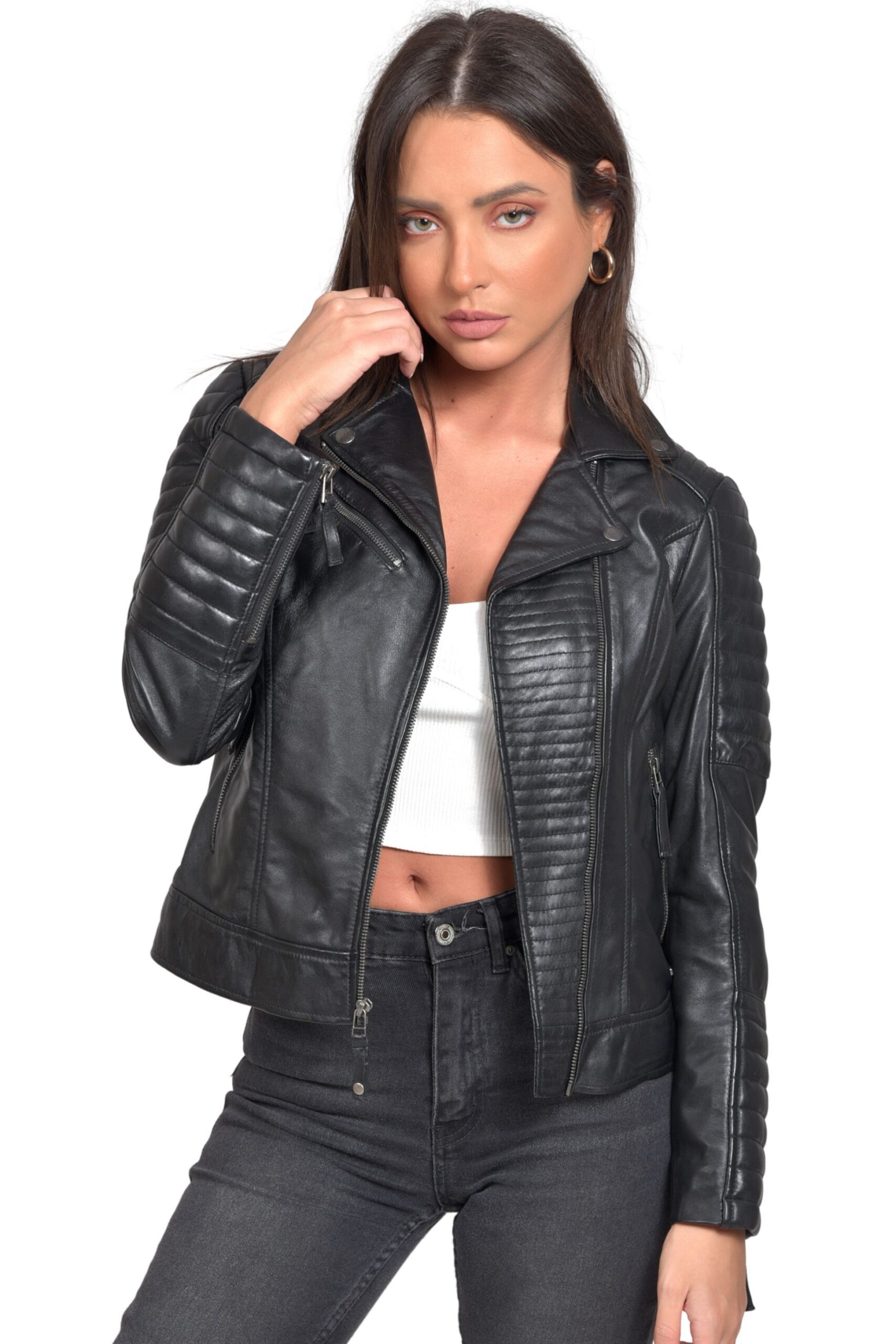 ELECTRA SHEEP BLACK - AUTHENTIC WOMENS BLACK LEATHER JACKET