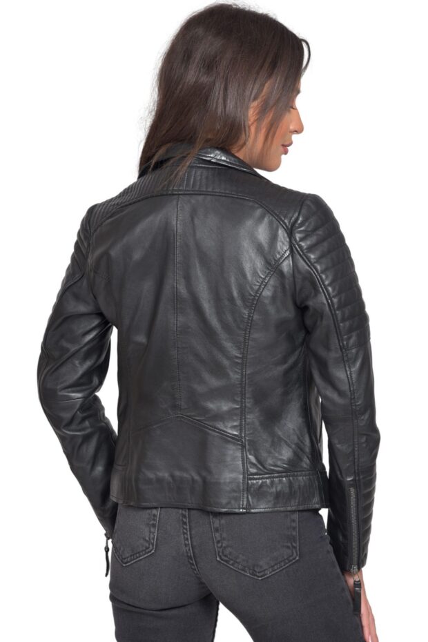 ELECTRA SHEEP BLACK - AUTHENTIC WOMENS BLACK LEATHER JACKET