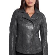 ELECTRA SHEEP GREY - AUTHENTIC WOMENS GREY LEATHER JACKET