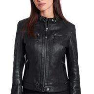 ERATO SHEEP BLACK - AUTHENTIC WOMENS BLACK LEATHER JACKET