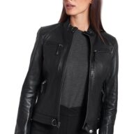 ERATO SHEEP BLACK - AUTHENTIC WOMENS BLACK LEATHER JACKET