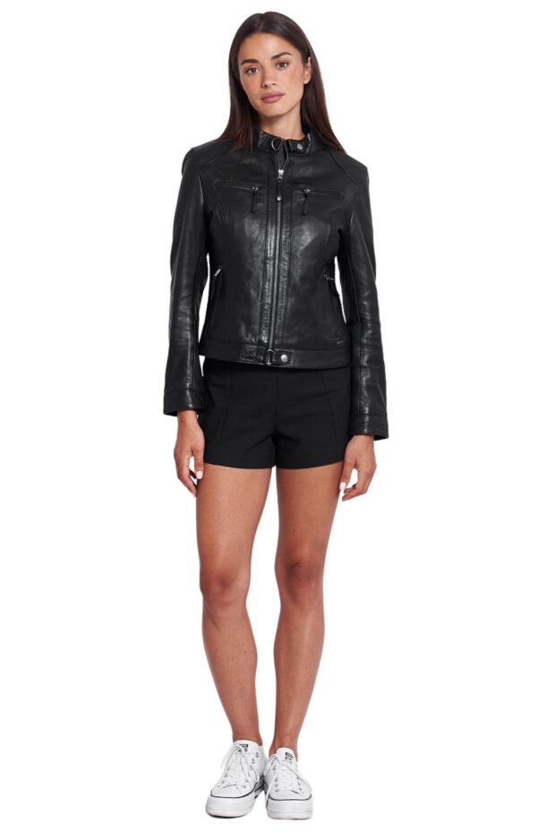 ERATO SHEEP BLACK - AUTHENTIC WOMENS BLACK LEATHER JACKET