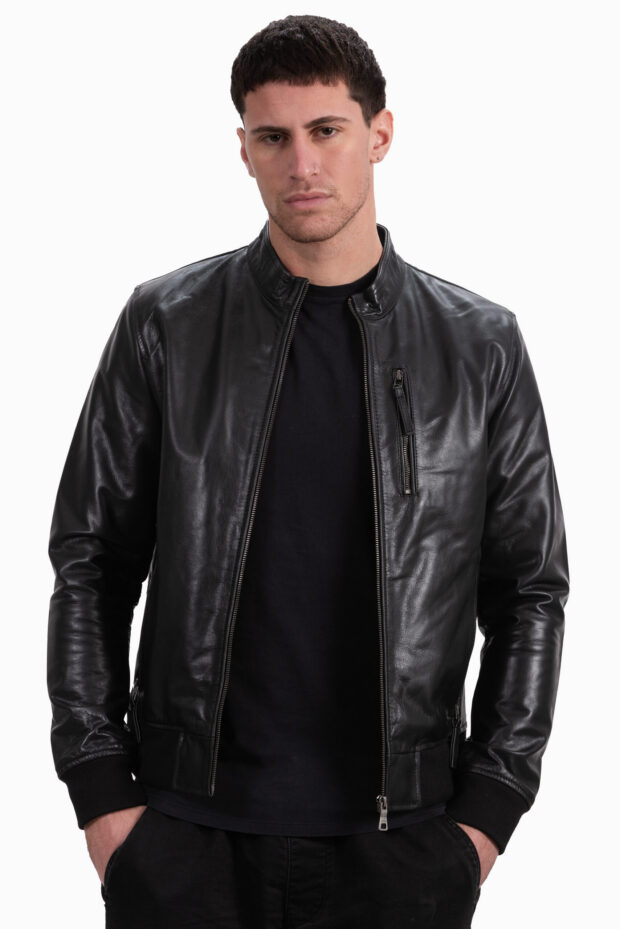 ECHO BUFFALO BLACK - AUTHENTIC MENS BLACK LEATHER JACKET