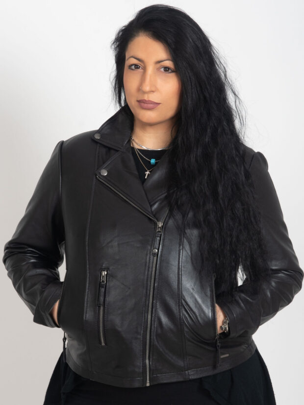 FINE  SHEEP BLACK - AUTHENTIC WOMENS BLACK LEATHER JACKET