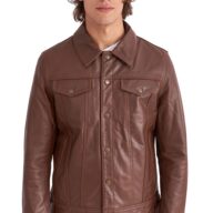 FOXTROT BUFFALO BLACK - AUTHENTIC MENS COGNAC LEATHER JACKET