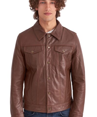 FOXTROT BUFFALO BLACK - AUTHENTIC MENS COGNAC LEATHER JACKET