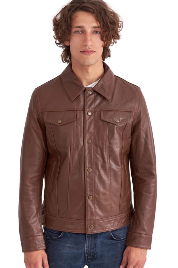 FOXTROT BUFFALO BLACK - AUTHENTIC MENS COGNAC LEATHER JACKET