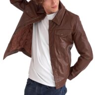 FOXTROT BUFFALO BLACK - AUTHENTIC MENS COGNAC LEATHER JACKET
